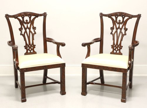 SOLD - MAITLAND SMITH Mahogany Chippendale Fretwork Dining Armchairs - Pair