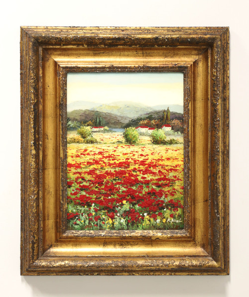 SOLD - Mid 20th Century Oil on Canvas Painting - Italian Poppy Field - Signed K Paul