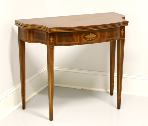 SOLD - Mid 20th Century Inlaid Mahogany Federal Style Fold Top Game / Console Table - B