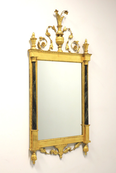 SOLD - 1960's Neoclassical Gold Gilt Foliate Wall Mirror with Marbleized Columns