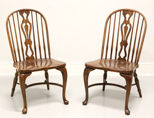 SOLD - DREXEL HERITAGE Oak Windsor Dining Side Chairs - Pair B