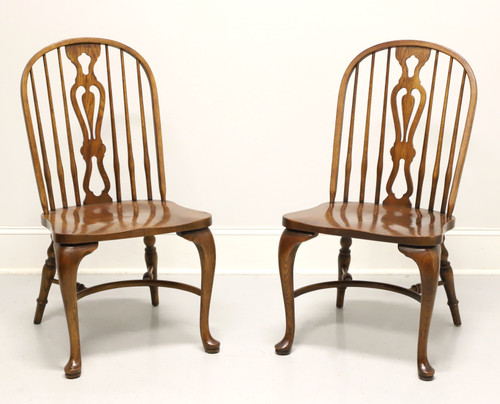 SOLD - DREXEL HERITAGE Oak Windsor Dining Side Chairs - Pair A