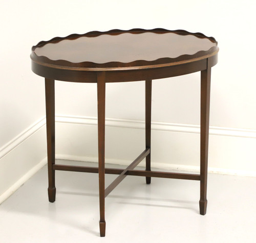 SOLD - COUNCILL CRAFTSMEN Flame Mahogany Traditional Scalloped Top Oval End Side Table