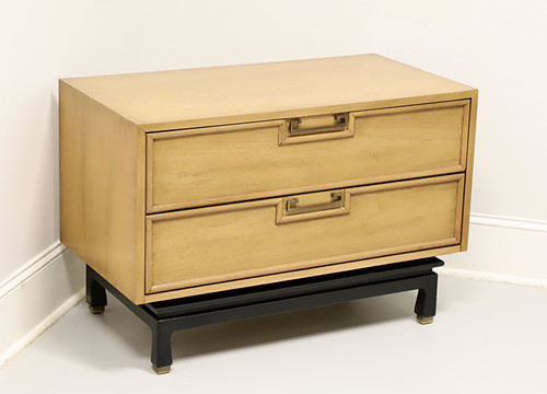 SOLD - AMERICAN OF MARTINSVILLE Blonde Walnut Asian Inspired Two-Drawer Nightstand