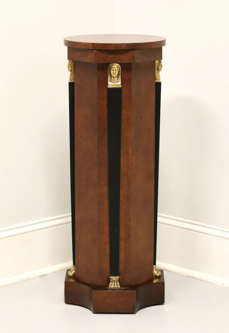 SOLD - BAKER Burl Black Lacquer Neoclassical Pedestal Display Column / Plant Stand