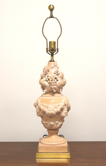 Mid 20th Century Terra Cotta Tuscan Fruit & Floral Motif Table Lamp