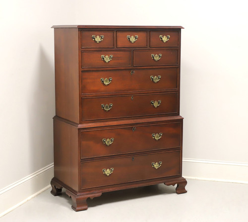 SOLD - CRAFTIQUE Solid Mahogany Chippendale Style Chest on Chest with Ogee Feet - B