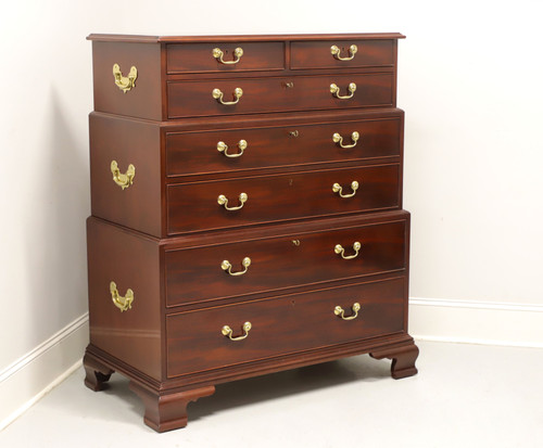 SOLD - BAKER Historic Charleston Mahogany Chippendale Style Three-Tier Chest on Chest