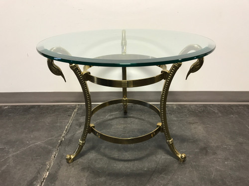 SOLD OUT - Glass & Brass Swan Round Side / End / Cocktail Table