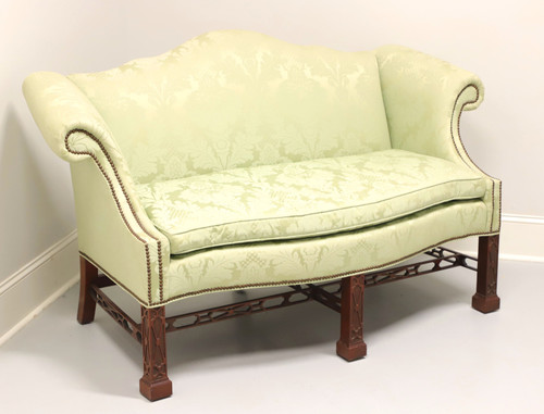 SOLD - BAKER Historic Charleston Mahogany Frame Chippendale Fretwork Camel Back Settee