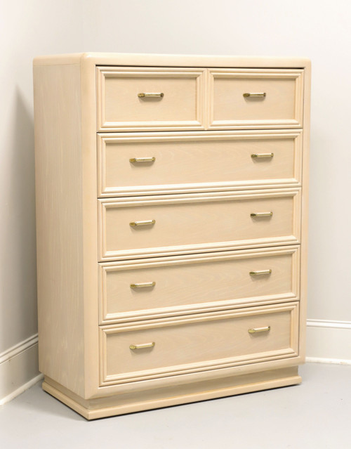 SOLD - THOMASVILLE Whitewashed Oak Post-Modern Chest of Drawers with Waterfall Edges