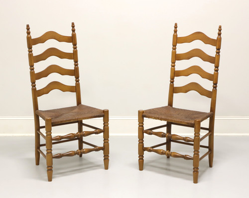 Mid 20th Century Maple Farmhouse Ladder Back Dining Side Chairs - Pair B