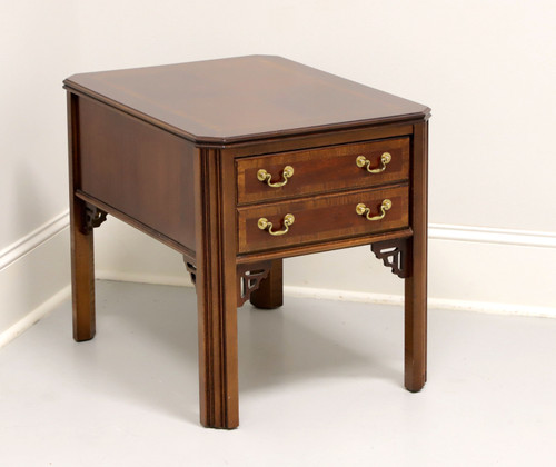 SOLD - LANE Altavista Inlaid Mahogany Chippendale One-Drawer End Side Table