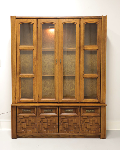 SOLD - BROYHILL PREMIER Mid 20th Century Oak Brutalist Style China Cabinet