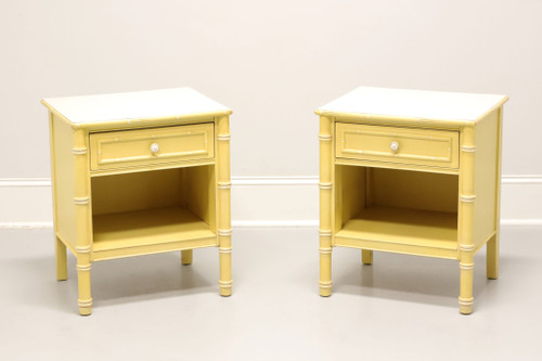 SOLD - Mid 20th Century Faux Bamboo Asian Influenced Nightstands - Pair