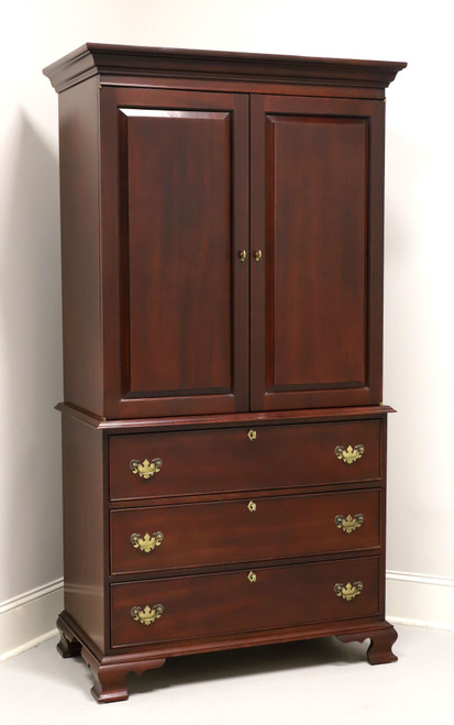 SOLD - CRAFTIQUE Solid Mahogany Chippendale Style Armoire / Linen Press