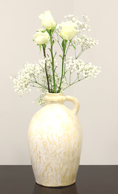 SOLD - 21st Century Whitewashed Clay Grecian Vase