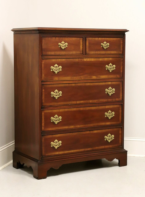 SOLD - DIXIE Banded Mahogany Chippendale Chest of Six Drawers - A