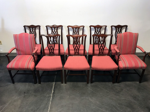 SOLD OUT - HICKORY CHAIR Mahogany Chippendale Straight Leg Dining Chairs - Set of 10 