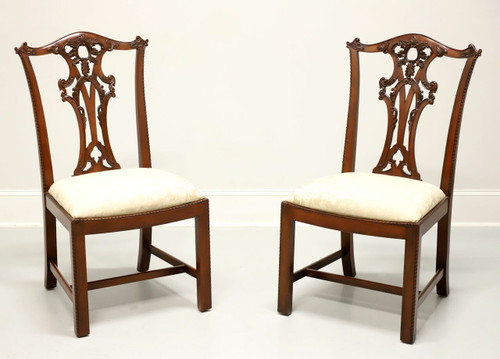 SOLD - HENREDON Carved Mahogany Chippendale Dining Side Chairs - Pair C