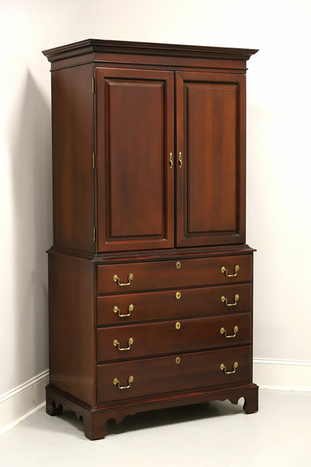 SOLD - LINK-TAYLOR Heirloom Solid Mahogany Chippendale Armoire / Linen Press