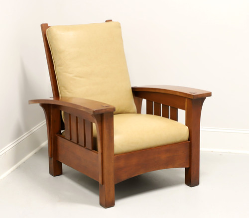 SOLD - STICKLEY Cherry & Leather Bow Arm Reclining Morris Chair 91-406 - A