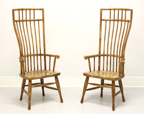 SOLD - HIBRITEN Mid 20th Century Oak Exaggerated Back Windsor Armchairs - Pair