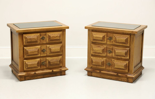SOLD - LINK-TAYLOR Espanol Oak with Slate Tops Spanish Colonial Style Nightstands Bedside Chests  - Pair