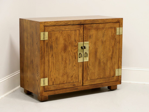 SOLD - HENREDON Artefacts Knotty Oak Campaign Style Console Cabinet - A