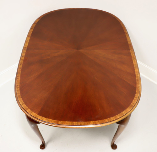 SOLD -  HICKORY CHAIR Banded Mahogany Queen Anne Oval Dining Table