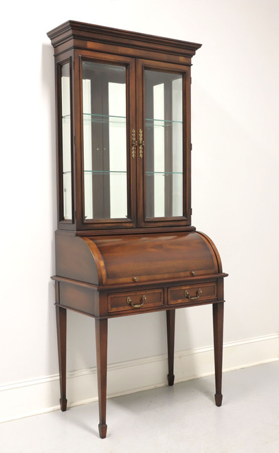 SOLD - HEKMAN Mahogany Yew Banded Traditional Secretary Desk on Tapered Legs With Spade Feet