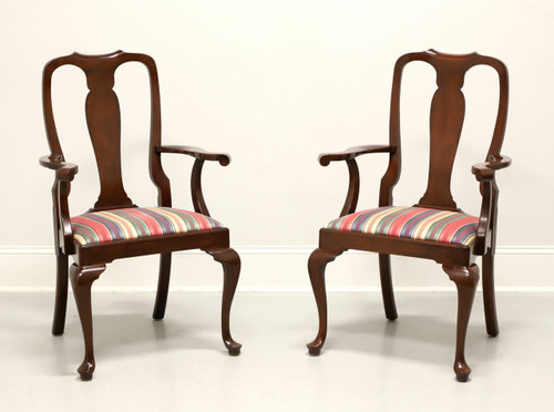 SOLD - HENKEL HARRIS 105A 22 Solid Wild Black Cherry Queen Anne Dining Armchairs - Pair