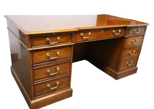 SOLD - COUNCILL Banded Burl Walnut Traditional Executive Desk