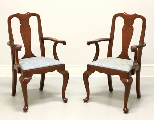 SOLD - HENKEL HARRIS 109A 24 Solid Wild Black Cherry Queen Anne Dining Armchairs - Pair