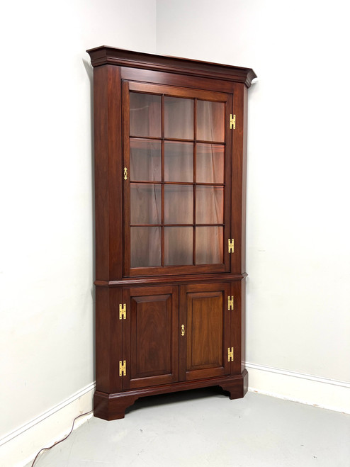 SOLD -  HENKEL HARRIS 1114HL 29 Solid Mahogany Twelve-Pane Lighted Fairfax Corner Cabinet