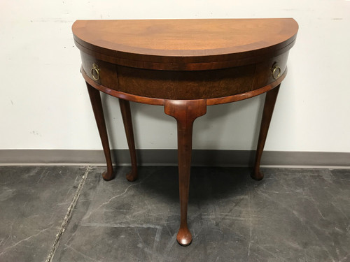 SOLD OUT - Vintage Banded Burl Walnut Gateleg Demilune Side Accent Table