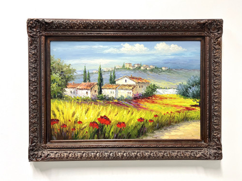 20th Century Original Oil Impasto on Canvas Painting - European Countryside - Unsigned