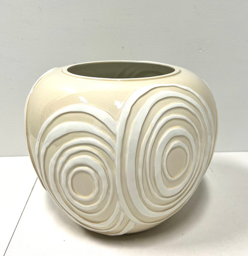 1980's Ceramic Contemporary Swirl Design Large Bowl