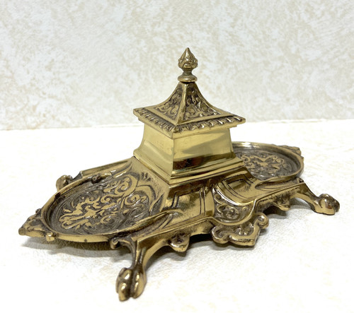20th Century Solid Brass Japanese Pagoda Inkwell - Boyd's Fine