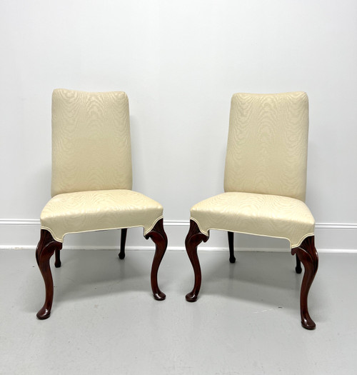 Late 20th Century Mahogany Frame French Provincial Parsons Chairs - Pair