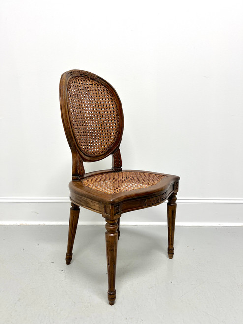Antique Carved Walnut & Cane Italian Provincial Side Chair