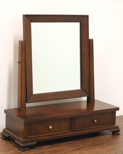 CRAFTIQUE Solid Mahogany Chippendale Cheval Two-Drawer Dressing Table Mirror