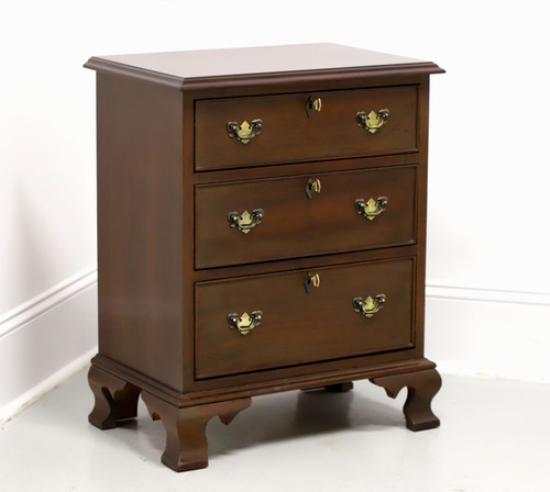 SOLD - CRAFTIQUE Solid Mahogany Chippendale Style Three-Drawer Nightstand with Ogee Feet