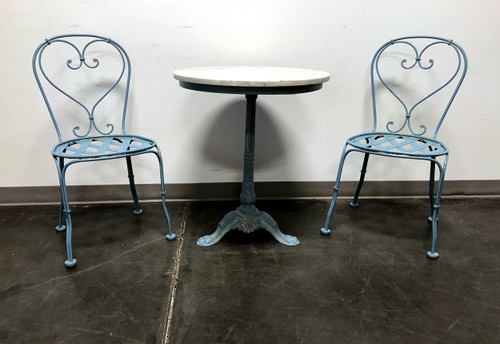 SOLD OUT - Powder Blue Cast Metal Ice Cream Bistro Set - Marble Top Table & Pair of Chairs