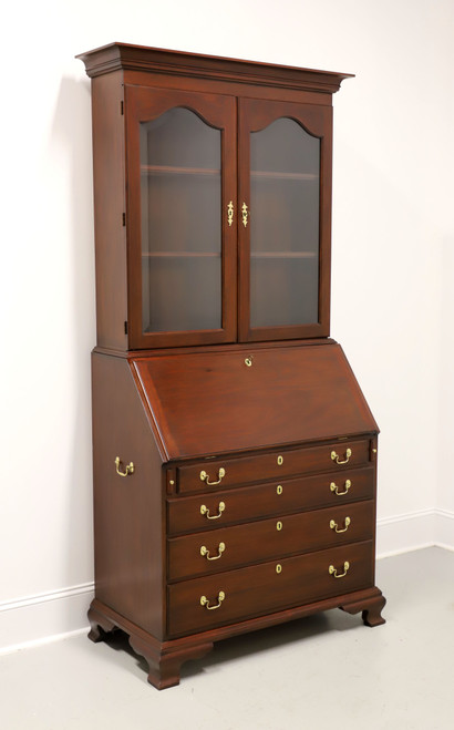 SOLD - HENKEL HARRIS 6001/6003 29 Solid Mahogany Chippendale Secretary Desk with Lighted Glass Bookcase