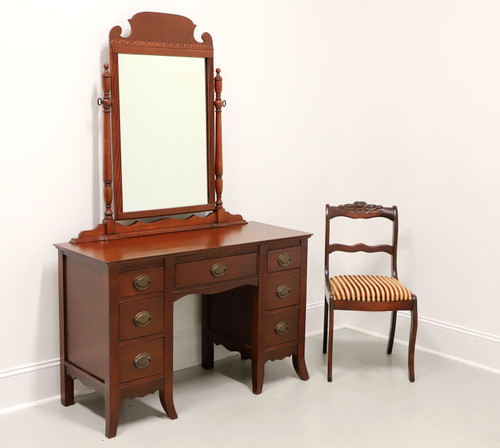 SOLD - Mid 20th Century Mahogany Hepplewhite Vanity with Cheval Mirror and Side Chair