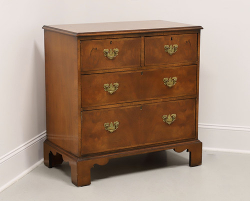SOLD - Antique 1880's French Banded Burl Walnut Chippendale Two-Over-Two Drawer Bachelor Chest