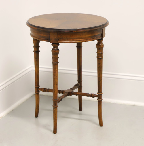SOLD - HERITAGE Walnut French Provincial Round Accent Table with Turned Legs