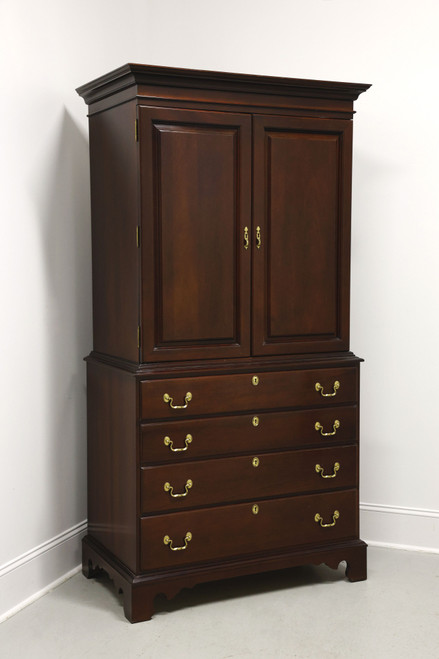 SOLD -  LINK-TAYLOR Heirloom Solid Mahogany Chippendale Armoire / Linen Press