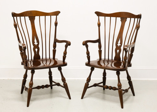 UNIQUE FURNITURE Solid Cherry Old Salem Finish Windsor Dining Armchairs - Pair UNIQUE FURNITURE Solid Cherry Old Salem Finish Windsor Dining Armchairs - Pair